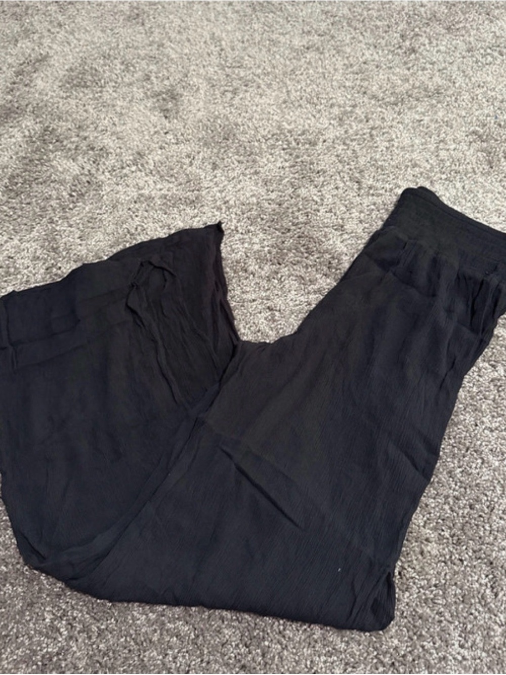 Kona Sol Black Crinkle Flared Pants
